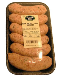 Wenlock Edge Pork, Bacon & Leek Sausages
